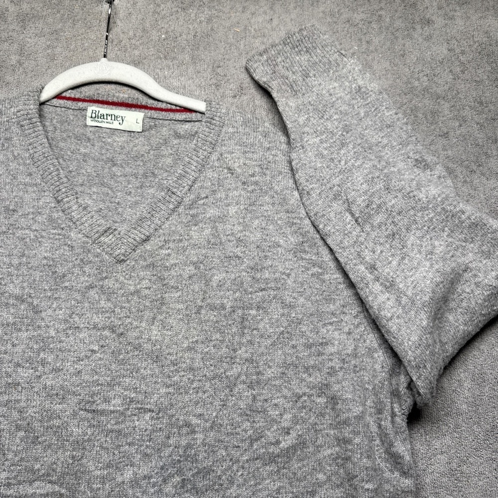 Blarney Woollen Mills Lambswool V Neck Sweater Classic Irish Knit Men's Large
